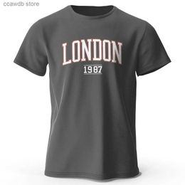 Men's T-Shirts Men's London 1987 Vintage T-shirt Sport Cotton Print Oversized Tees for Men Women Sportswear Tops T240105