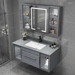 Bathroom Sink Faucets Smart Cabinet Combination Hand Washing Ceramic Integrated Inter-Platform Basin Mirror Solid Wood Washstand