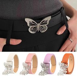 Belts Metal Buckle Butterfly Diamond Belt Hollow Pants Decorative Pu Women