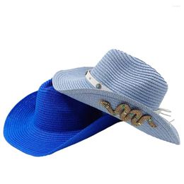 Berets 2024 West Denim Men And Women Summer Sun Hat Woven Straw Vacation Foldable Beach