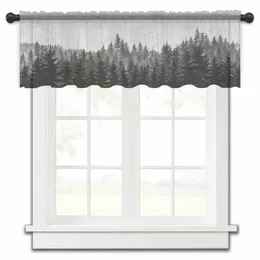 Curtain Watercolor Forest Bird Dark Grey Kitchen Curtains Tulle Sheer Short Living Room Home Decor Voile Drapes