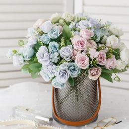 Decorative Flowers Spring Small Rose Imitation Flower Bouquet Plastic Fake Home Wedding Decoration