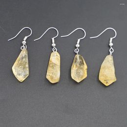 Pendant Necklaces 1Pair Fashion Natural Citrine Stone Irregular Raw Ore Crystal Earrings Pendants DIY Charms Jewelry Necklace Accessories