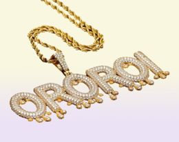 AZ Custom Name Initial Letters Pendant Necklace With Rope Chain and Tennis Chain Silver Gold Colour Iced Jewelry39395107431212