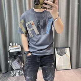 Men's T Shirts Fashion O-Neck Casual Printed Letter T-Shirt Mens Clothing 2024 Spring Summer Loose Short Sleeve Korean Tops All-match Tee