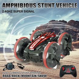 Car remote control Waterproof design 360°stunt rotation rc drift car Toys for children novel toys amphibious stunt 240104
