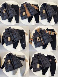 baby clothe set black Colour designer kid fashion spring warm clothing sets 3 peices hoodie and pants toddler boys clothes