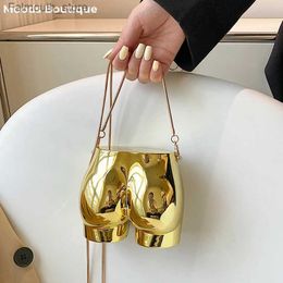 Evening Bags MOODS Niche Design Evening Clutch Purse Luxury For Women Golden Acrylic Dinner Party Funny Bag Designer Chain Cross Body Pouch Q240105