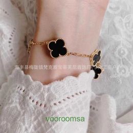 Trend fashion versatile jewelry good nice Van High version four leaf clover five flower bracelet female rose golden white mother of pearl With Box Jun