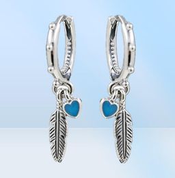 Hoop Huggie 925 Sterling Silver Earring Turquoise Hearts Feather Fit Paba Earrings For Women Birthday Party Fine Jewelry Gift7264709