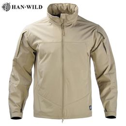 Jackets HAN WILD Men Tactical Field Army Jacket Hiking Jacket with Hood Outdoor Hunting Military Airsoft Paintball Jacket 2022 New Style