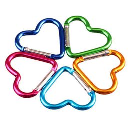 Party Favour Carabiner Keyrings Heart Shaped Keychain Party Favour Outdoor Sports Camp Snap Clip Hook Hiking Aluminium Metal Convenient C Dhz4G