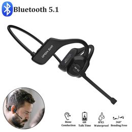 Cell Phone Earphones Wireless Headphone Bluetooth Bone Conduction Headset Outdoor Waterproof Sport Open Ear Hook Not Inear Business Earphone with Mic YQ240105