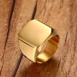 Men Club Pinky Signet Ring Personalized Ornate Stainless Steel Band Classic Anillos Gold Tone Male Jewelry Masculino Bijoux2934