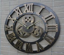 Retro Industrial Gear Wall Clock Decorative Hanging Clock Roman Numeral Wall Decor Quartz Clocks Home Decor2218979