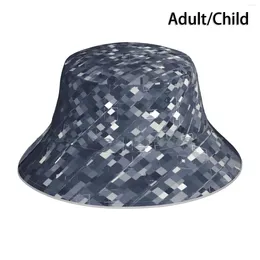 Berets Geometric Square Pixel Pattern Abstract Background In Black And White Bucket Hat Sun Cap Art Artisitc