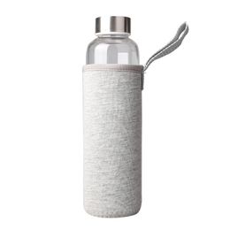 550ML Sport Water Bottle with Tea Infuser and Grey Protective Bag High Temperature Resistant Glass Water Bottle for Children Kid 240104