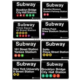 Metal Tin Sign Vintage Plaque New York Subway Times Square Metal Garage Metal Plate Wall Decor for Bar Pub Club Decoration Q07233024