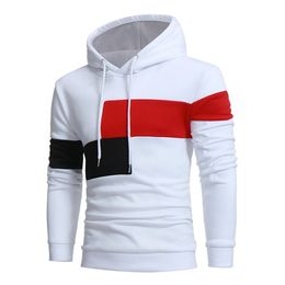 Winter Pullover Men's Sweatshirt Plus Size Men's Contrast Patchwork Hoodie Pullover Sports Jacket