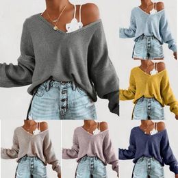Women's Sweaters Fashion Sweater Women Fall/Winter 2024 V-neck Loose Knitwear Ladies