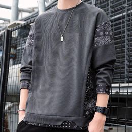 Men's Hoodies Sweatshirts For Man Pullover Black T-shirt Clothing Top Crewneck Splicing Round Neck Hoodieless Luxury Streetwear Loose