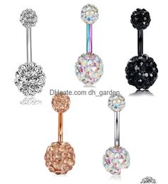 Navel Bell Button Rings 14G Stainless Steel Screw Bar Cz Body Piercing Belly Ring Women Girls Helix lage Earring Drop Deliver Dhgui6832865