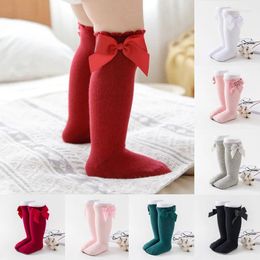 Women Socks Children Baby Girls Knee High With Big Bows Cotton Soft Toddlers Long Autumn Winter Princess Christmas