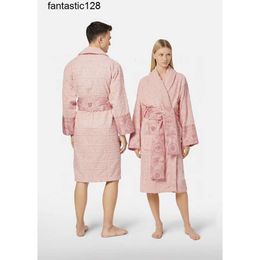 Velvet bathrobe robe Designers baroque Fashion Pyjamas Mens Women Letter jacquard printing Barocco print sleeves Shawl collar Pocket belt 100% cotton36ess1