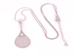 Silver Colour Tennis Racket Pendant With 18quot Tennis Racquet Racket Sports Series Charm Necklace Jewellery Drop 3706553