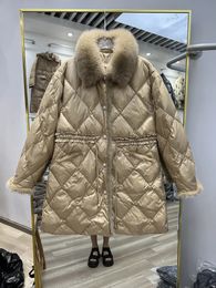 Female Loose White Duck Down Jackets Ladies Real Fox Winter Women Winter Down Coats Thick Warm Long Overcoats 240105