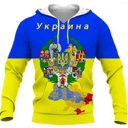 Men's Hoodies Europe And America Ukraine Fashion Retro Flag Shirts 3D Printed Casual Sweatshirt Couple Personality Pullover