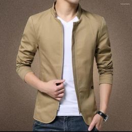 Men's Jackets Autumn Standing Collar Cotton Wash Jacket Korean Version Large Size Slim Coat Male Business