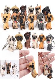 Keychains 3D Resin Cute Dog Key Chain For Lovers Animal Keyring Ring Holder Pom Gift Women Girl Bag Charms Car6244479