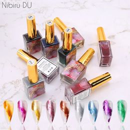 912Pcs Metal Watercolor Ink Nail Polish Color Blossoming Quick Dry Nail Art Design Ink Painting Semipermanent Gel Nail Polish 240105