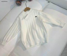New baby sweater Pure white boys hoodie Size 110-160 winter kids designer clothes Contrast logo toddler pullover Jan10