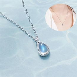 Pendant Necklaces Blue Water Drop Womens Jewellery Gift Fashion Chain Necklace Sterling Silver