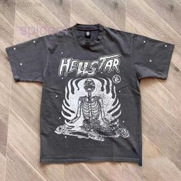 Men's T-shirts Good Quality Hellstar Studios Inner Peace Fashion T-shirt Men Skeleton Print Washed Women t Shirt Streetwear Tees APSM
