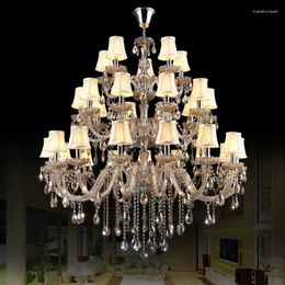 Chandeliers Modern Big Hall Crystal Living Room Led Pendants Lamp Luxury Chandelier Lighting Staircase Hanging Lights Fixtures