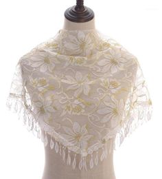 New Arrival Triangle Lace Veil Scarf Embroidered Tassel Pendant Scarves Shawl Spanish Lace Mantilla Veil Head Cover16684444