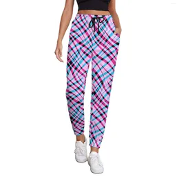 Women's Pants Blue Purple Curve Jogger Geometric Print Kawaii Oversized Sweatpants Spring Women Design Aesthetic Trousers