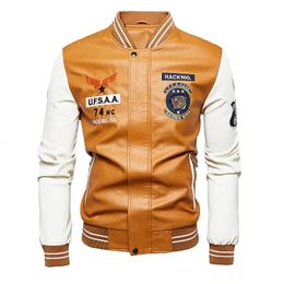Men Moto Leather Jackets Slim Fit PU Coats High Quality And Fashion Autumn 4XL 240105