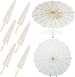 20/30/40/60/84cm White Paper Umbrella DIY Handmade Material Blank Oil Paper Umbrella Chinese Craft Umbrella