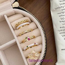 Tifannissm Pendant Rings Best sell Birthday Christmas Gift French Girl Heart Colorful Zircon Diamond Double Layer Chain Open Ring Female Have Original Box