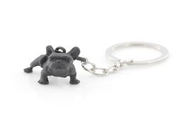 Metal Black French Bulldog Key Chain Cute Dog Animal Keychains Keyrings Women Bag Charm Pet Jewellery Gift Whole Bulk Lots1073859