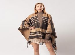 Whole2019 New Brand Cashmere Winter Warm Scarves Women Elegant Cardigant Shawl Wrap Blanket Sweater Open Front Poncho Cape1571797