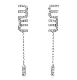 Stud with full package Me20210003 Miu full drill letter long bar Earrings6784412