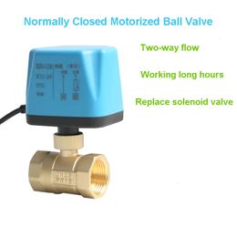 1/2 3/4 1 2 Normally Closed Motorized Ball 220V 12V 24V 2-Wire Brass Electric Ball Replace Solenoid 240104