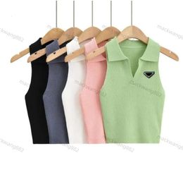 Hot Pr-a Summer White Women T-Shirt Tops Tees Crop Top Embroidery Sexy Shoulder Black Tank Casual Sleeveless Backless Shirts Luxury Designer Solid Color Vest fashion