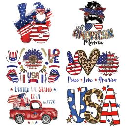 4th of July Heat Transfer Patches Independence Day Party Thermo Heat Transfer Sticker On Clothes DIY Washable Print-On T-Shirt Iron LL