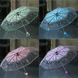 Umbrellas Romantic Transparent Clear Flowers Bubble Dome Cute Designer Goth Umbrella for Wind Heavy Rain Women Sun Umbrella YQ240105